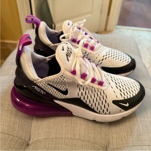 Nike Air Max 270 White and Purple Sneakers